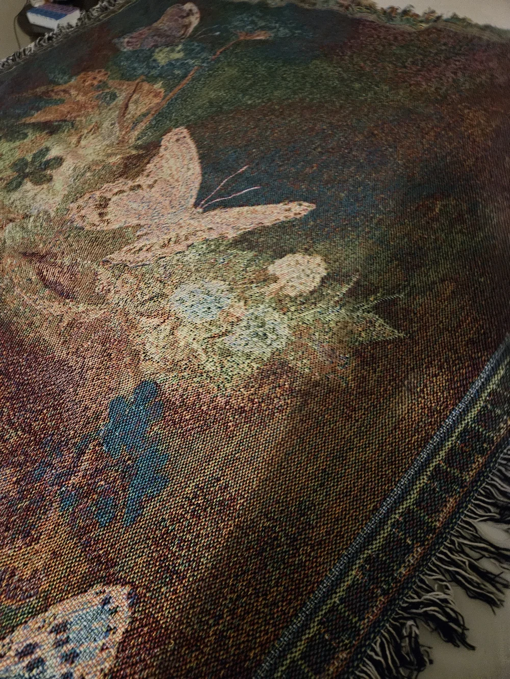 Lena Liu Butterfly Harmony & Flowers Tapestry Afghan Throw Blanket